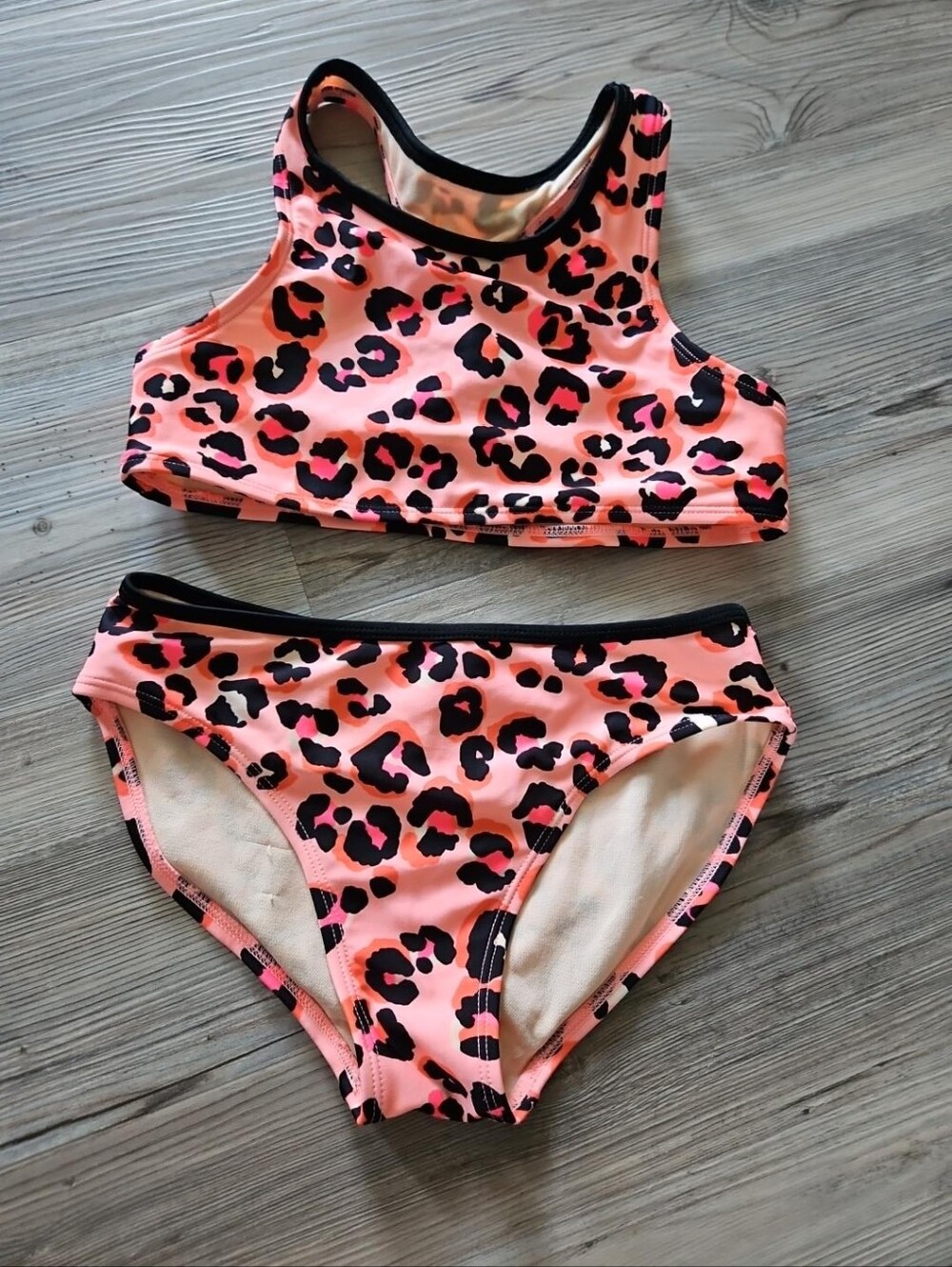 TAKE ME! MUST GO! Cat & Jack Girls Size 8 Leopard Print Bikini Set Pink Black